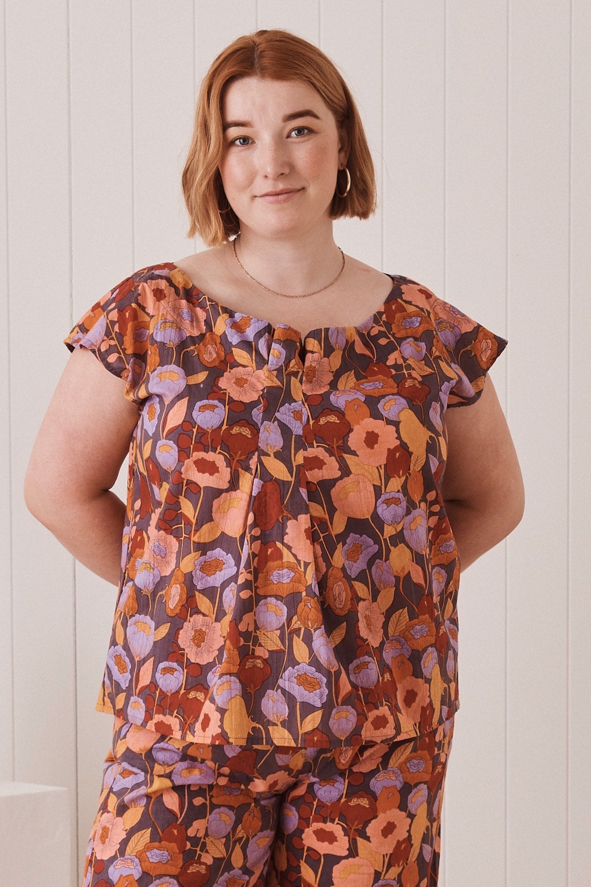 MahaShe Ruby Top | 100% Cotton Short Sleeve Floral Peplum Blouse