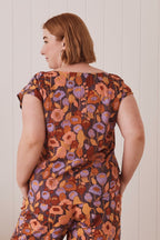MahaShe Ruby Top | 100% Cotton Short Sleeve Floral Peplum Blouse
