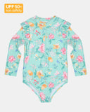 Toshi S25 Swim Onesie L/S Ripple Waratah Mint