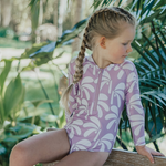 Crywolf Long Sleeve Swimsuit - Lilac Palms