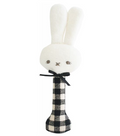 Alimrose Baby Bunny Stick Rattle – Black Check Monochrome Keepsake