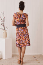 MahaShe Sita Skirt in Poppy Peach | 100% Cotton Floral Wrap-Style Midi Skirt
