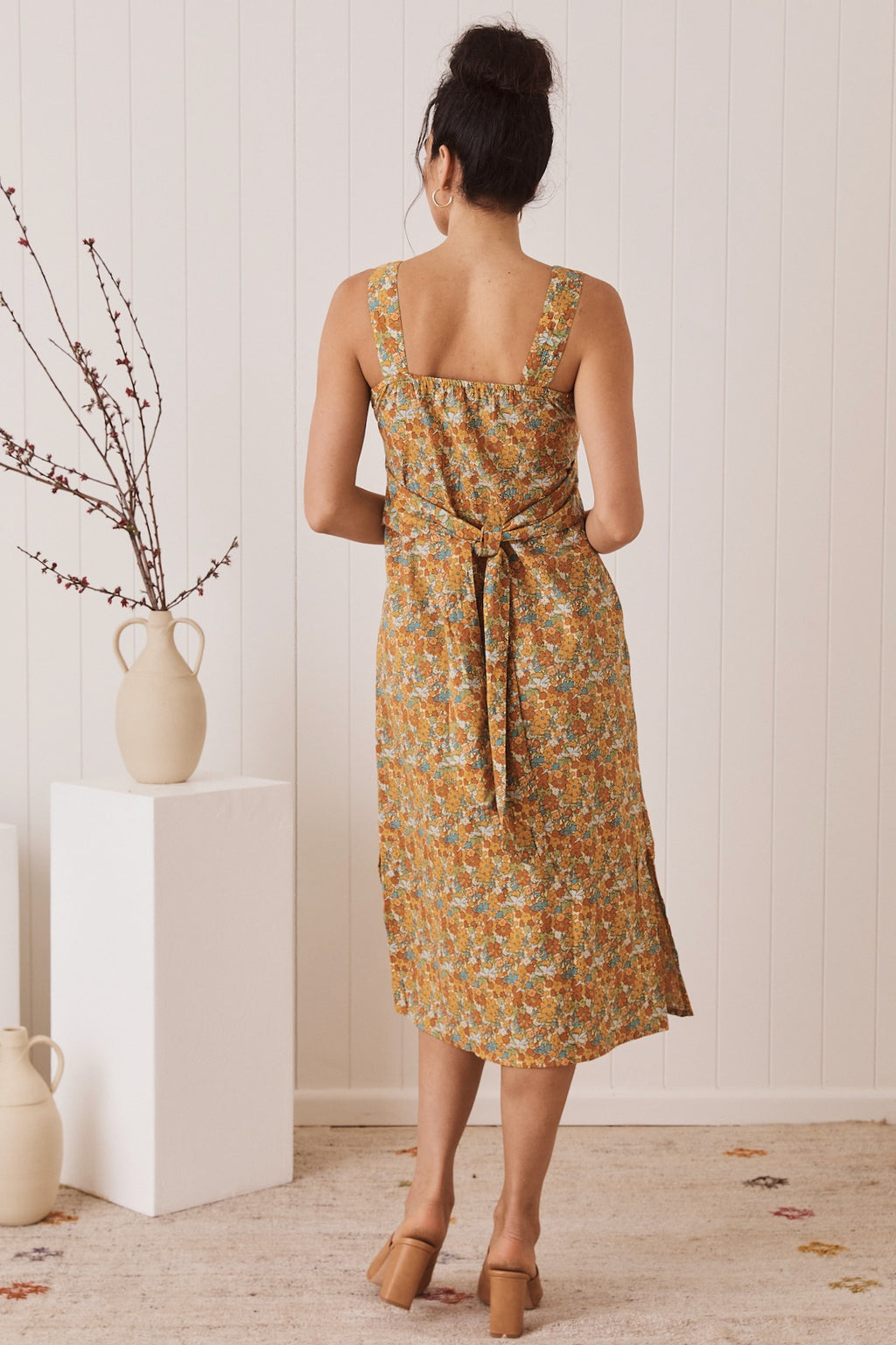MahaShe Sunday Dress in Buttercup | 100% Cotton Floral Midi Sun Dress