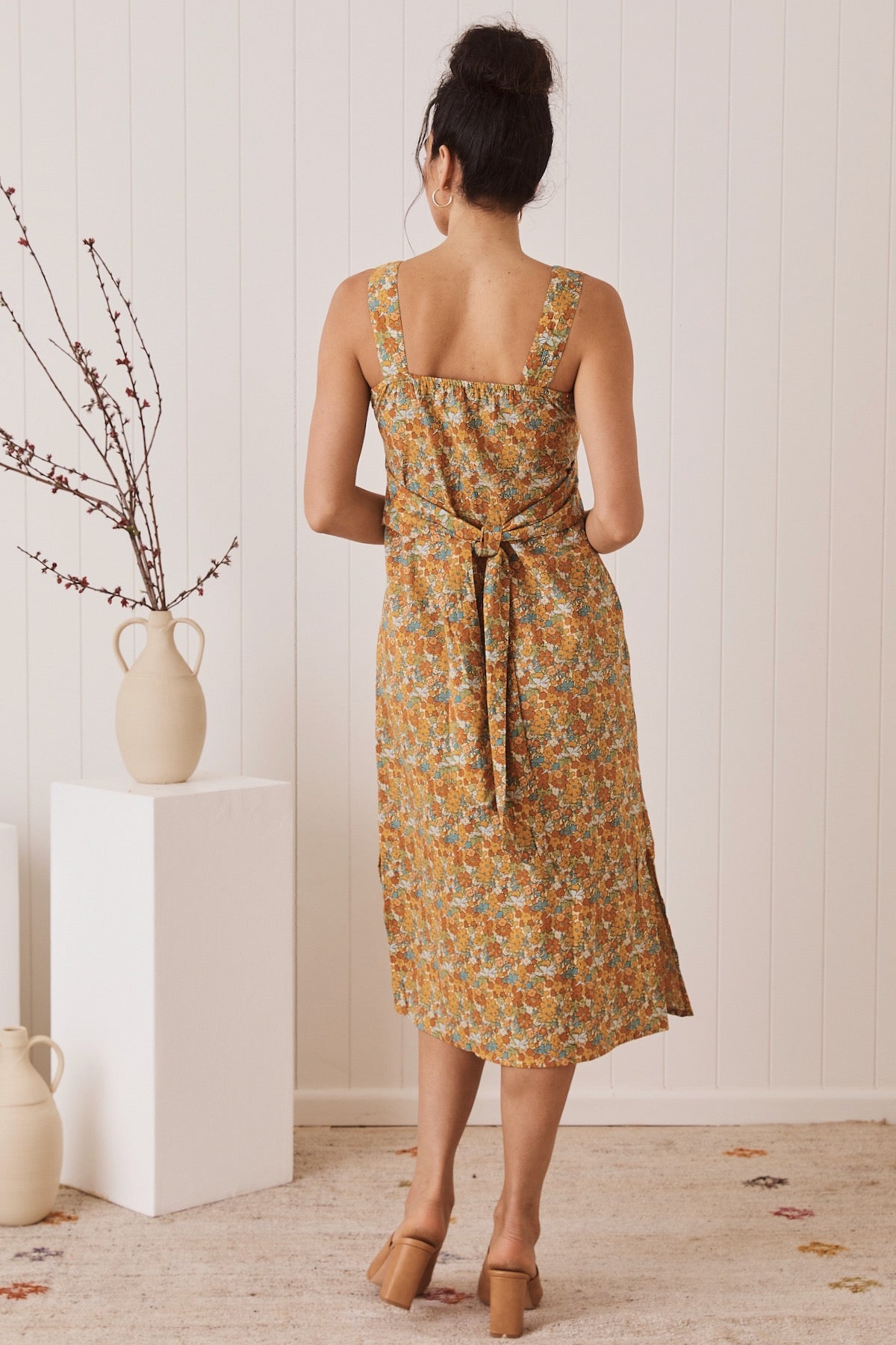 MahaShe Sunday Dress in Buttercup | 100% Cotton Floral Midi Sun Dress