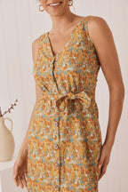 MahaShe Sunday Dress in Buttercup | 100% Cotton Floral Midi Sun Dress
