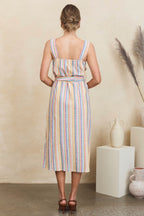 MahaShe Sunday Dress in Summer Stripe | 100% Cotton Hand-Printed Sundress