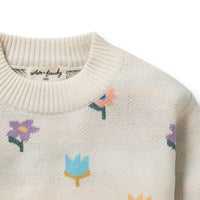 WFW25 Flower POP Organic Cotton Knitted Jacquard Jumper