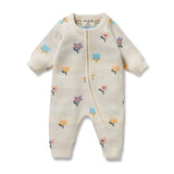W&F W25 Flower pop organic Knitted Jacquard Growsuit