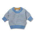 Wilson & Frenchy Organic Knitted Stripe Jumper, a Blue and beige striped sweater on a white background.