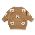 Wilson & Frenchy Organic Knitted Jacquard Jumper a brown sweater with bear patterns.