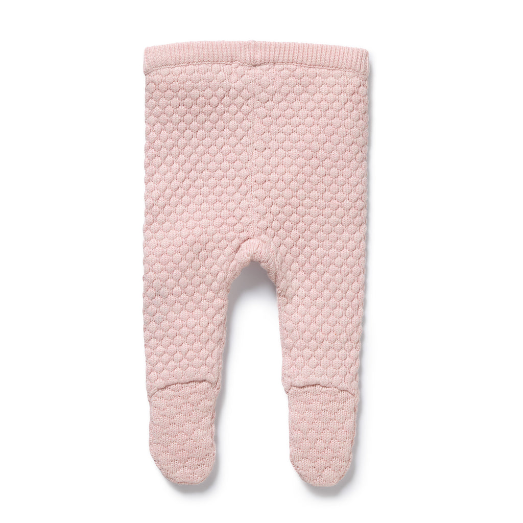 Wilson & Frenchy Organic Knitted Bubble Pant Marshmallow Pink footed on a white background on a white background