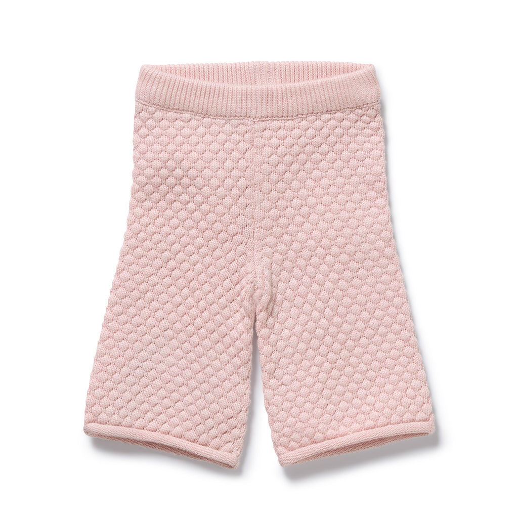 Wilson & Frenchy Organic Knitted Bubble Pant Marshmallow Pink on a white background.