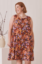 MahaShe Ziggy Tunic in Poppy Peach | 100% Organic Cotton Floral Mini Dress