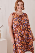 MahaShe Ziggy Tunic in Poppy Peach | 100% Organic Cotton Floral Mini Dress