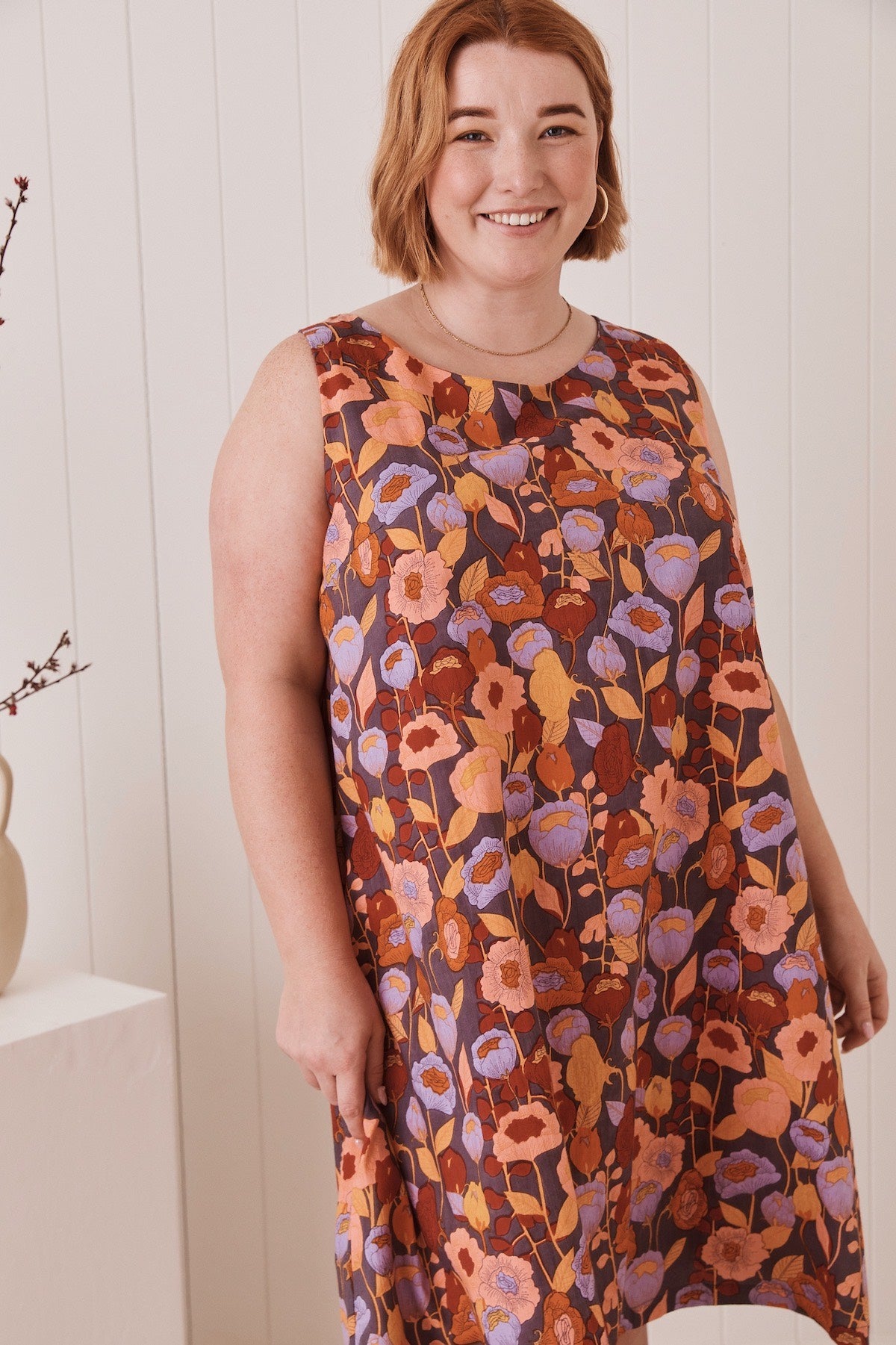 MahaShe Ziggy Tunic in Poppy Peach | 100% Organic Cotton Floral Mini Dress