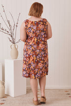 MahaShe Ziggy Tunic in Poppy Peach | 100% Organic Cotton Floral Mini Dress