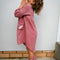 MilaMeli Evie Dress Dusty Rose Muslin Cotton w Embroidered Feather Pocket