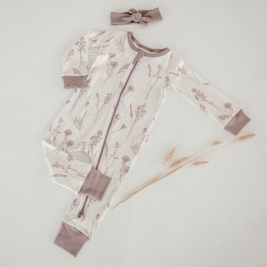 Aster & Oak Organic Wildflower Zip Romper - Floral Onesie