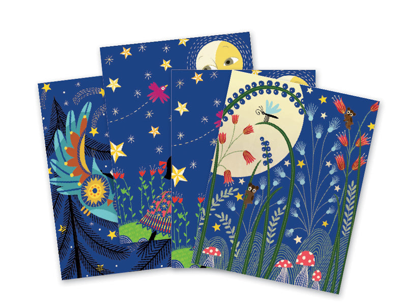 Djeco Full Moon Scratch Art Kit – 4-Piece Nature Inspired DIY Craft Set for Kids