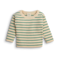 Tiny Twigs W23 Organic Knitted Slouch Tee Emerald Stripes TTW23- K4A